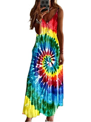 Tie Dye V Neck Maxi Dress