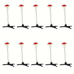 10pcs Red Mushroom Hair Clips Glossy Mixed Colors Antennae Party Favors