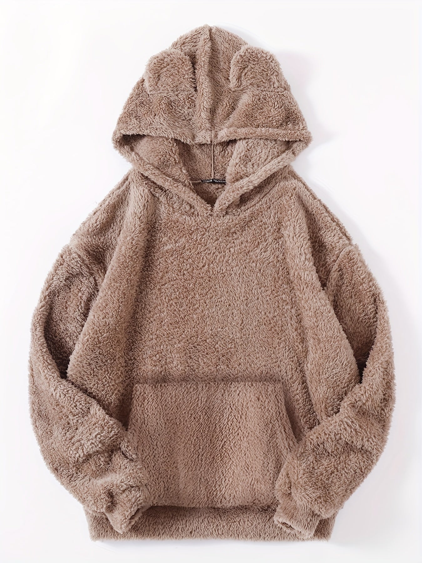 Solid Kangaroo Fuzzy Hoodie Long Sleeve Hoodies Sweatshirt Women's Clothing
