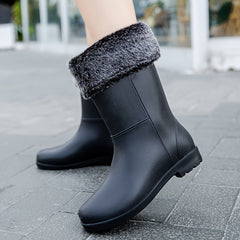 Women's Waterproof High Top Warm Rain Boots Non slip Outdoor Rain Boots