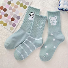 5 Pairs Cute Bear Print Socks for Women