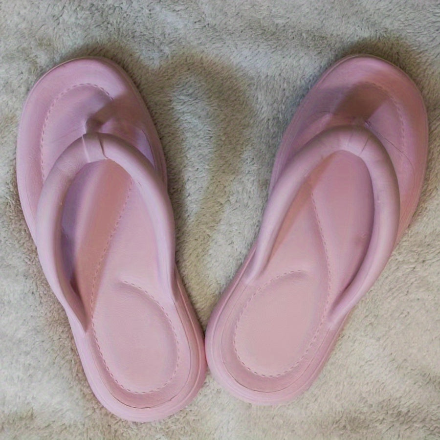 Women's Solid Flip Flops Soft Sole Pillow Slides Lightweight Beach Shoes