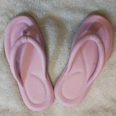 Women's Solid Flip Flops Soft Sole Pillow Slides Lightweight Beach Shoes