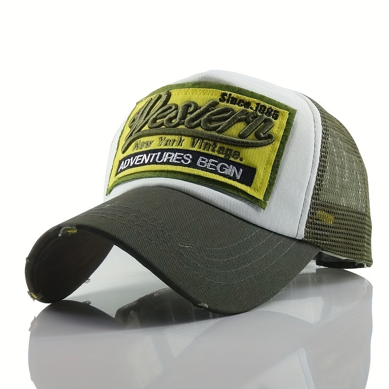 3D Embroidery Baseball Cap Western Embroidered Hat Mesh Peaked Cap