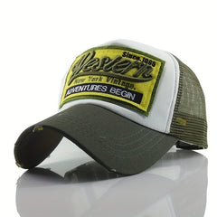 3D Embroidery Baseball Cap Western Embroidered Hat Mesh Peaked Cap