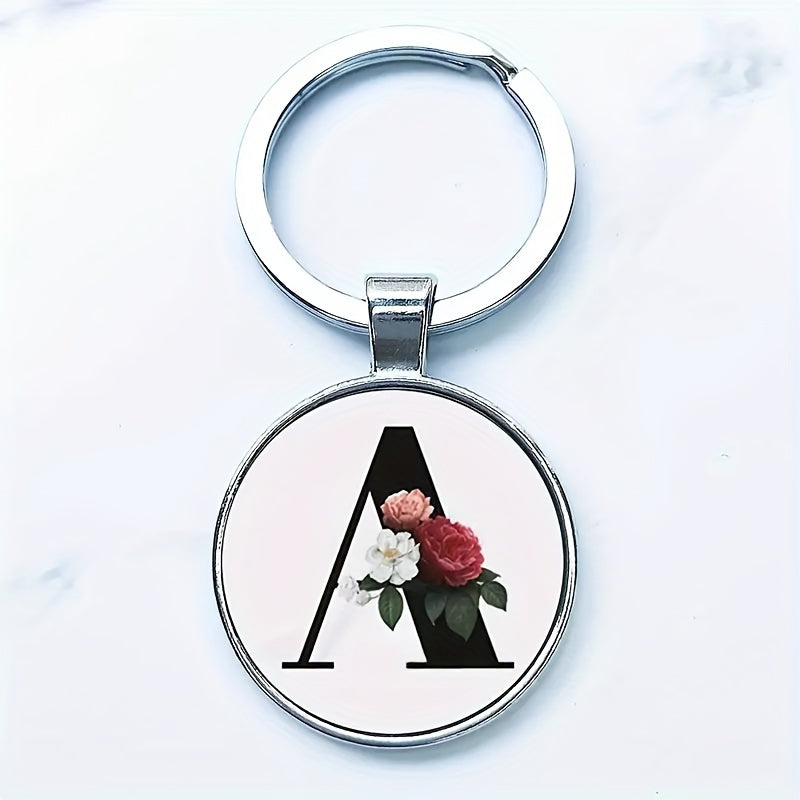 Letter Print Pendant Keychain Metal Alloy Key Chain Keyring Gift