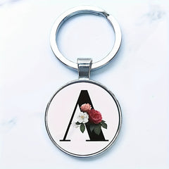 Letter Print Pendant Keychain Metal Alloy Key Chain Keyring Gift