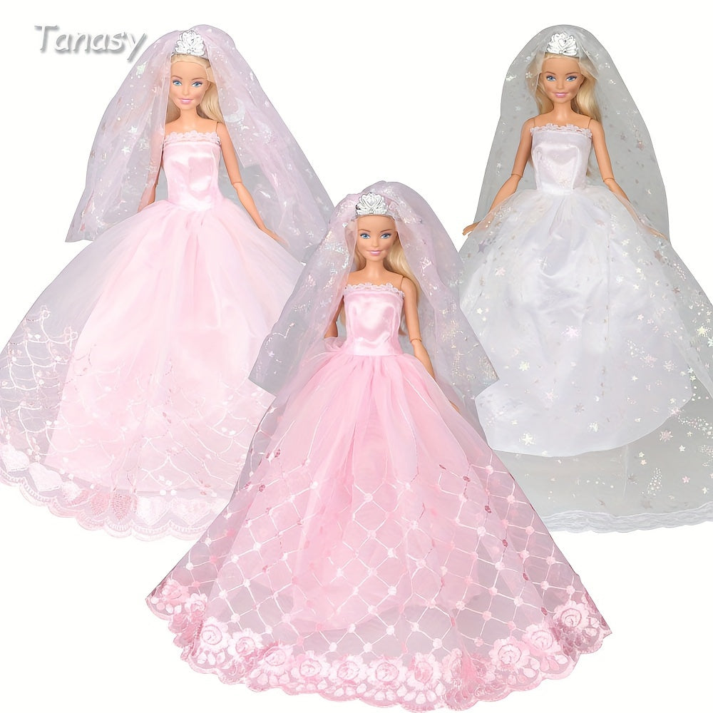 Doll Dresses Wedding Dresses With Crown Veil Party Skirts