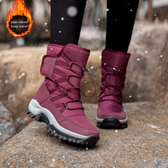 Women's Solid Outdoor Warm Snow Boots Walking Shoes Winter High Tube Boots