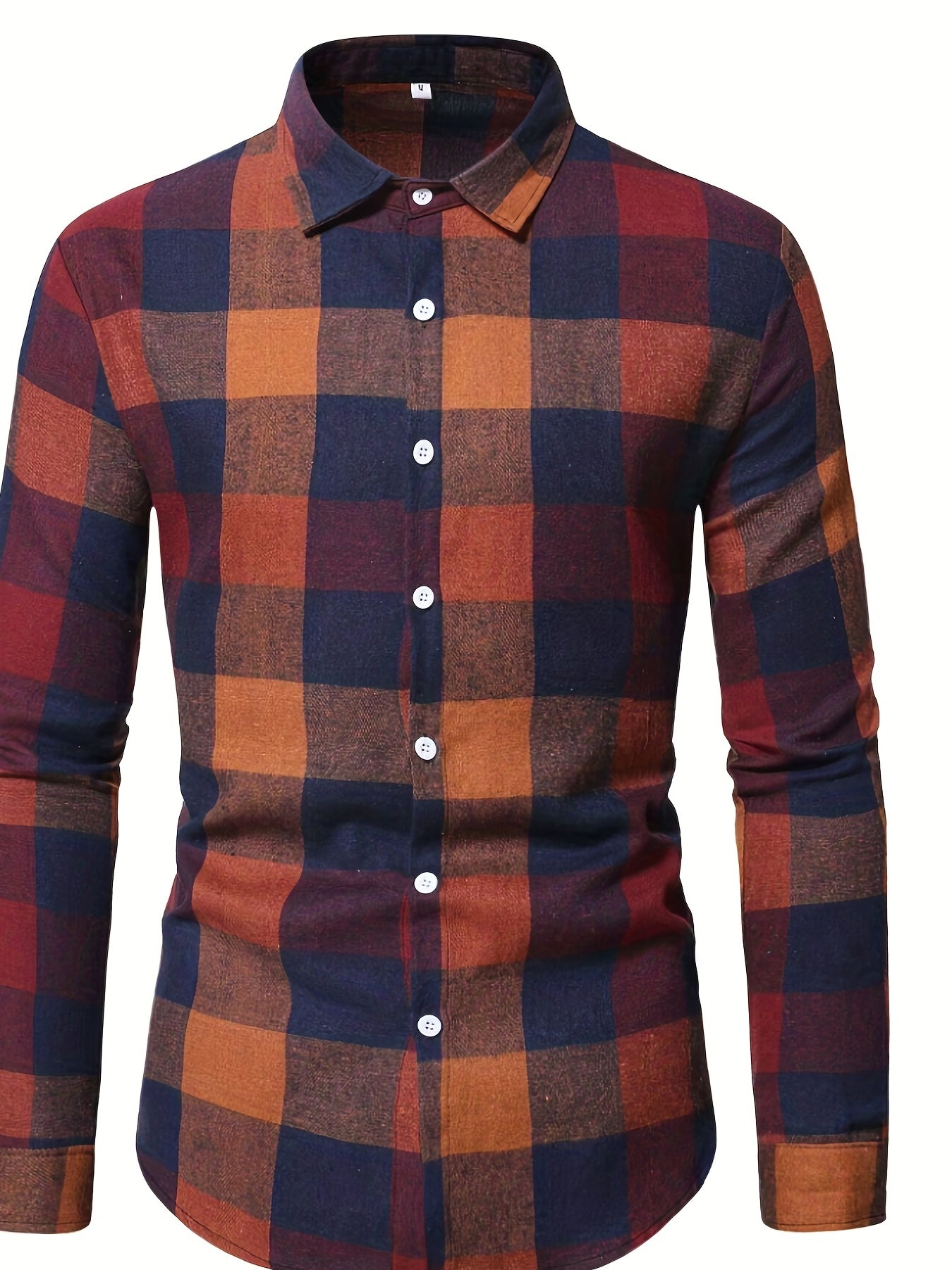 Plaid Print Men's Casual Long Sleeve Shirt