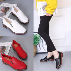 Women's Faux Leather Loafers Chunky Heeled Shoes