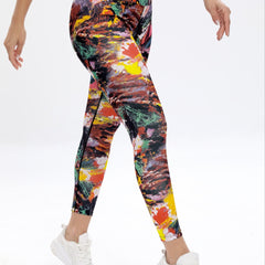 Block Print Yoga Pants High Elastic Leggings Women's Activewear