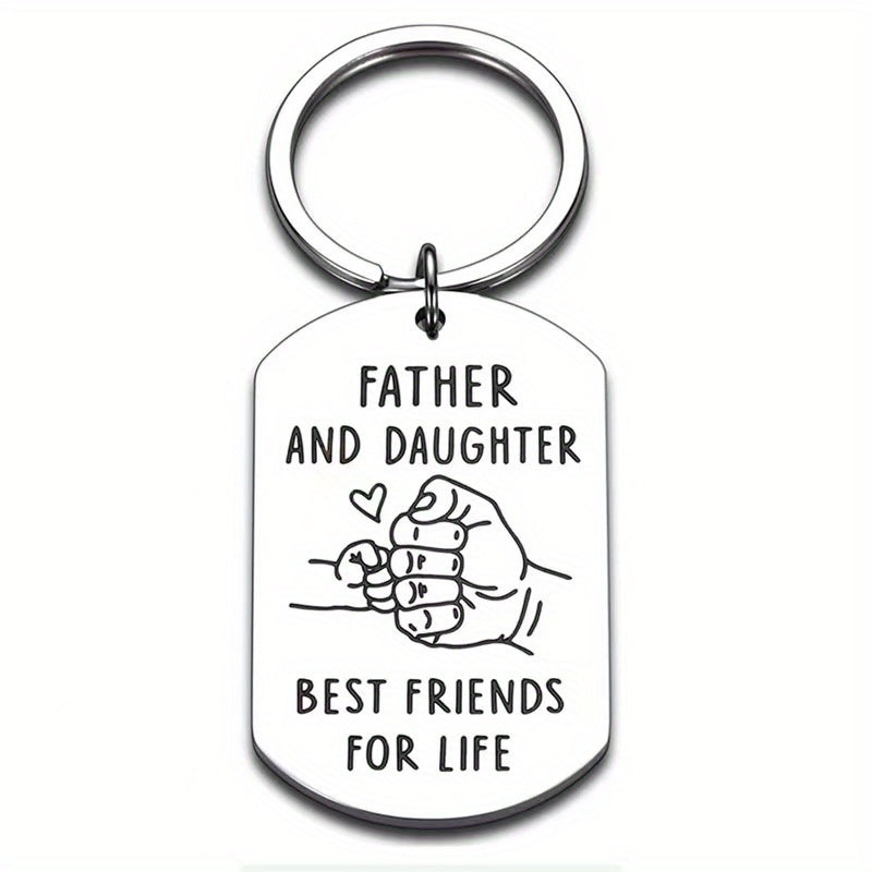 Father Daughter Keychain Gift Stainless Steel Key Ring
