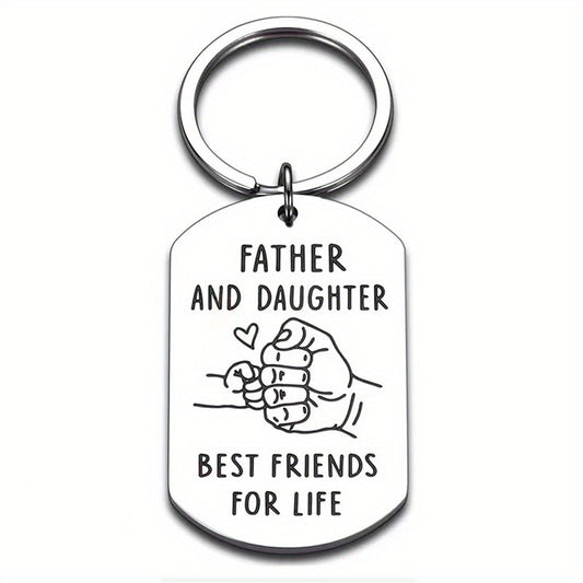 Father Daughter Keychain Gift Stainless Steel Key Ring