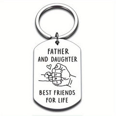 Father Daughter Keychain Gift Stainless Steel Key Ring