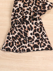 Leopard Print Flare Pants with Ruffle Trim for Girls