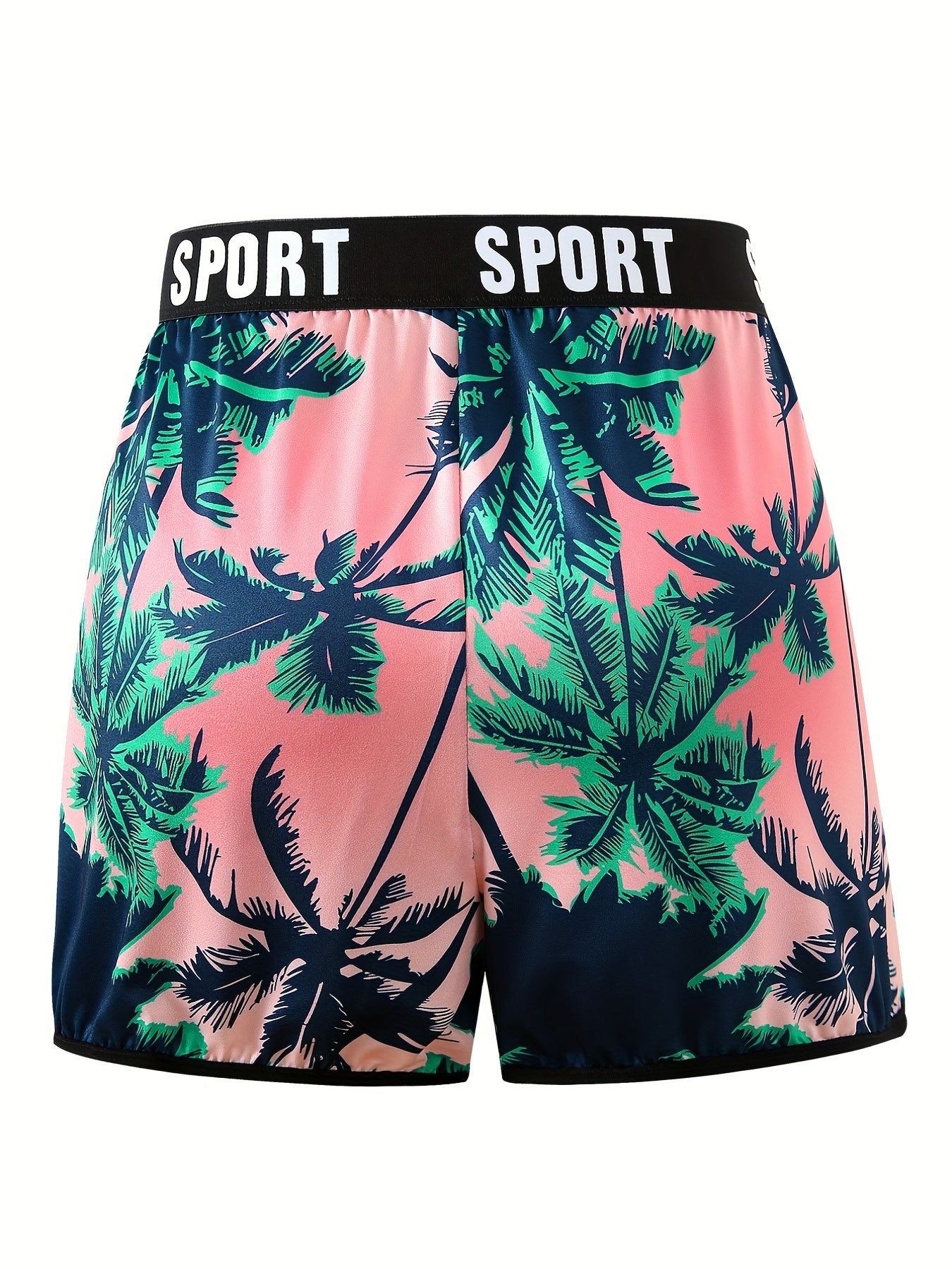 Tropical Print Pajama Shorts Women's Plus