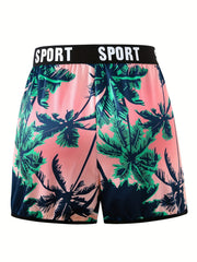 Tropical Print Pajama Shorts Women's Plus