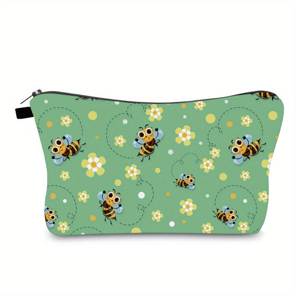 Flower Bee Print Cosmetic Bag for Women
