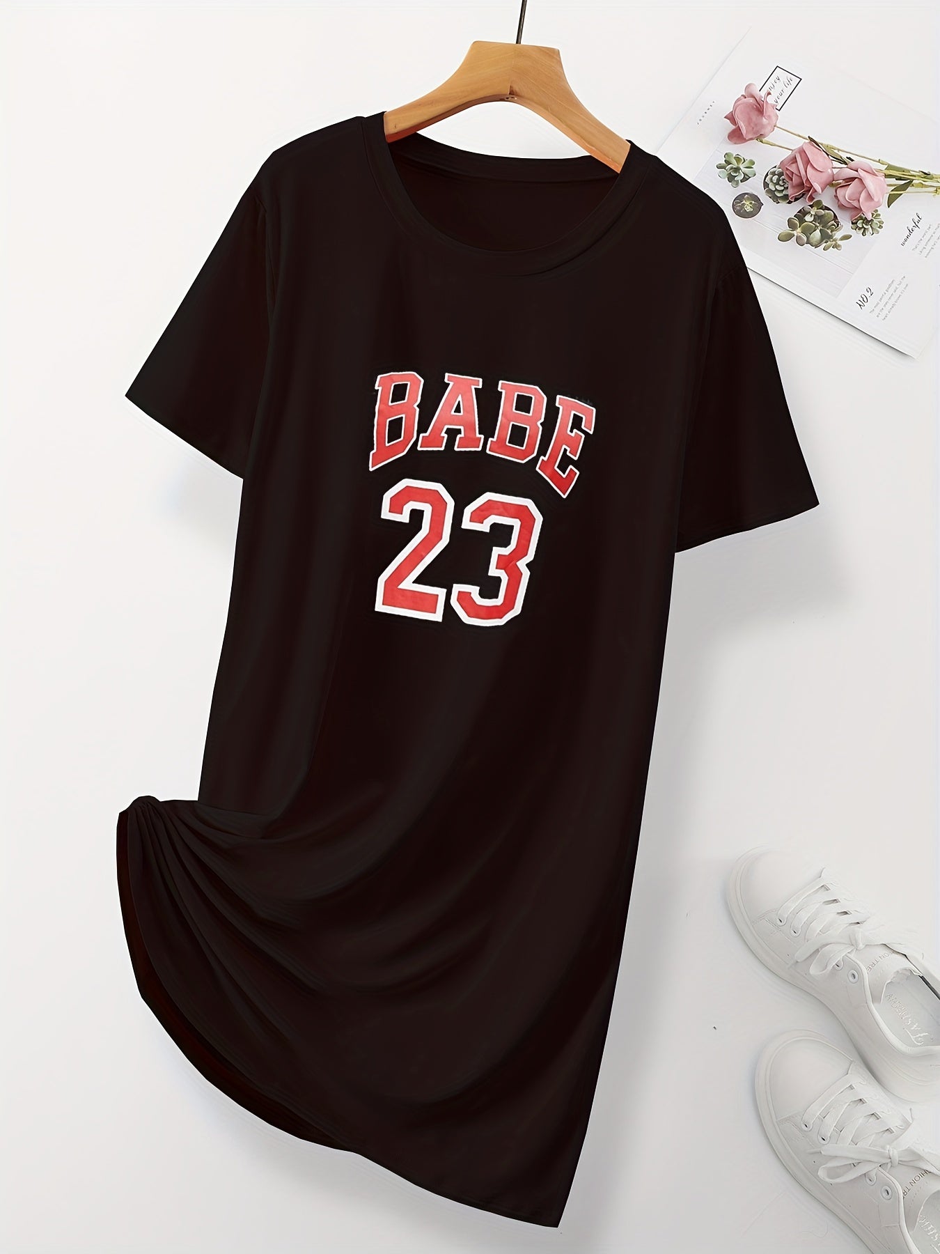 Football Game Letter Print Dress Women's Casual Loungewear Dress