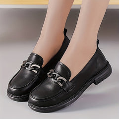 Women's Chain Loafers Round Toe Slip-On Shoes