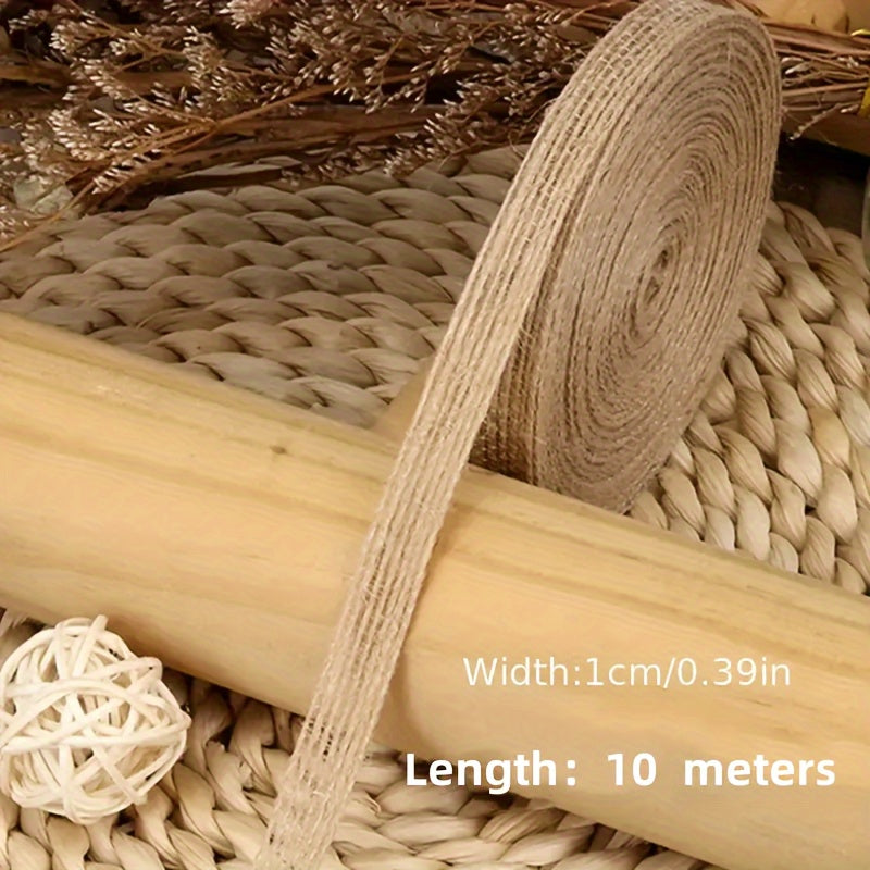 10M Natural Jute Ribbon Bow Crafts Vintage Burlap Fabric Sewing Wedding
