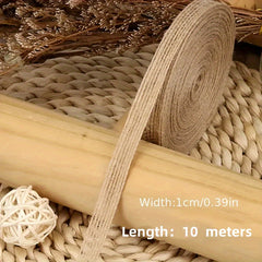 10M Natural Jute Ribbon Bow Crafts Vintage Burlap Fabric Sewing Wedding