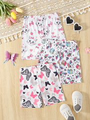 3pcs Girls' Bike Shorts with Cartoon Print Regular Fit Comfy Shorts