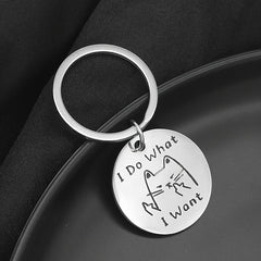 Kitten Pattern Stainless Steel Keychain Keyring Car Key Charm Pendant