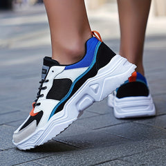 Women's Thick Bottom Running Shoes Soft Sole Athletic Lace Up Sneakers