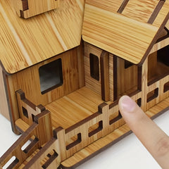 3D Wooden Puzzle House Building Windmill Model Creative Gift
