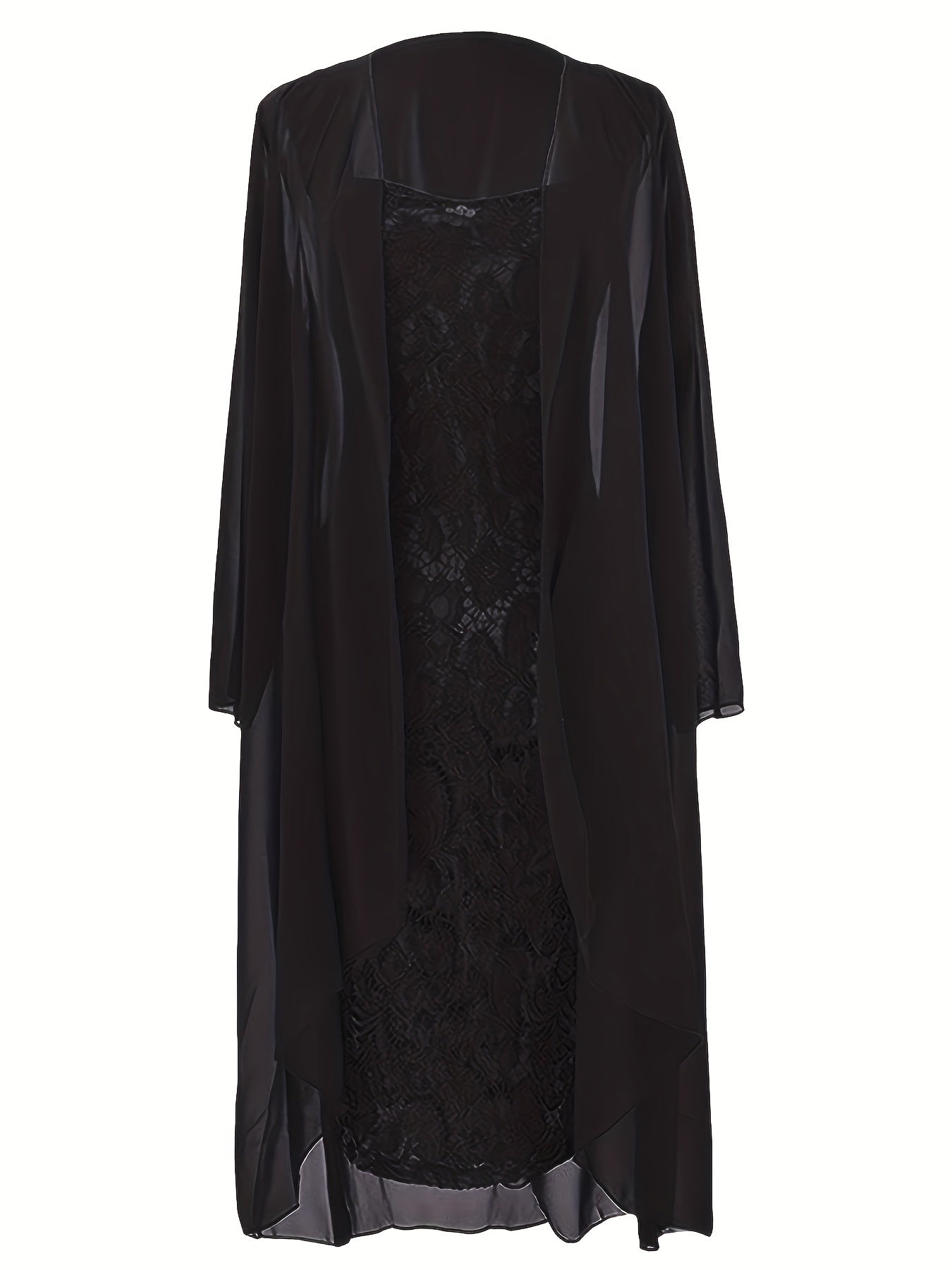 Long Cardigan & Lace Party Dress Set