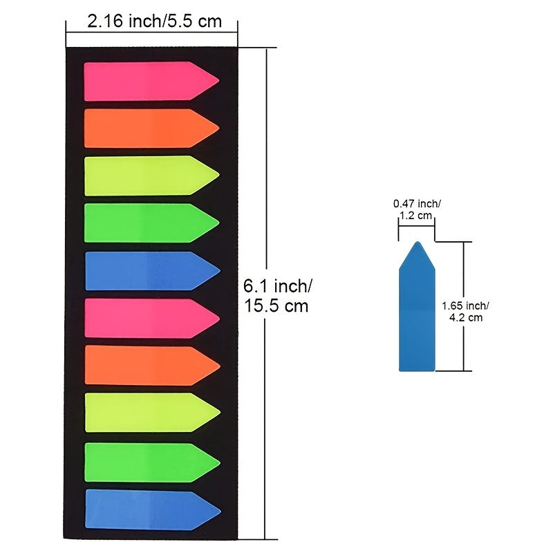 200 Neon Page Markers 5.5in Translucent Index Tabs & Sticky Notes