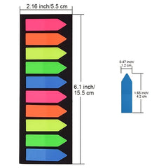 200 Neon Page Markers 5.5in Translucent Index Tabs & Sticky Notes