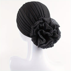 Pleated Mesh Flower Turban Head Wrap Bandana Chemo Cap