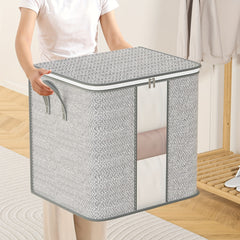 1pc Clothes Storage Bag With Handles & Window Non Woven Fabric Clothes Bag