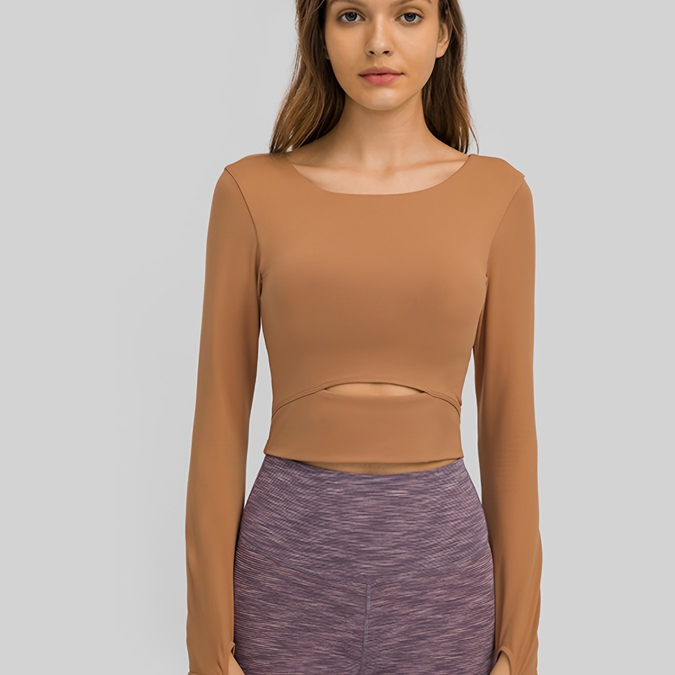 Long Sleeve Hollow Out Quick Dry Yoga T-Shirt