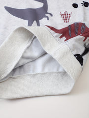 Dino Print Kid's Sweatshirt Unisex Pullover Long Sleeve Top