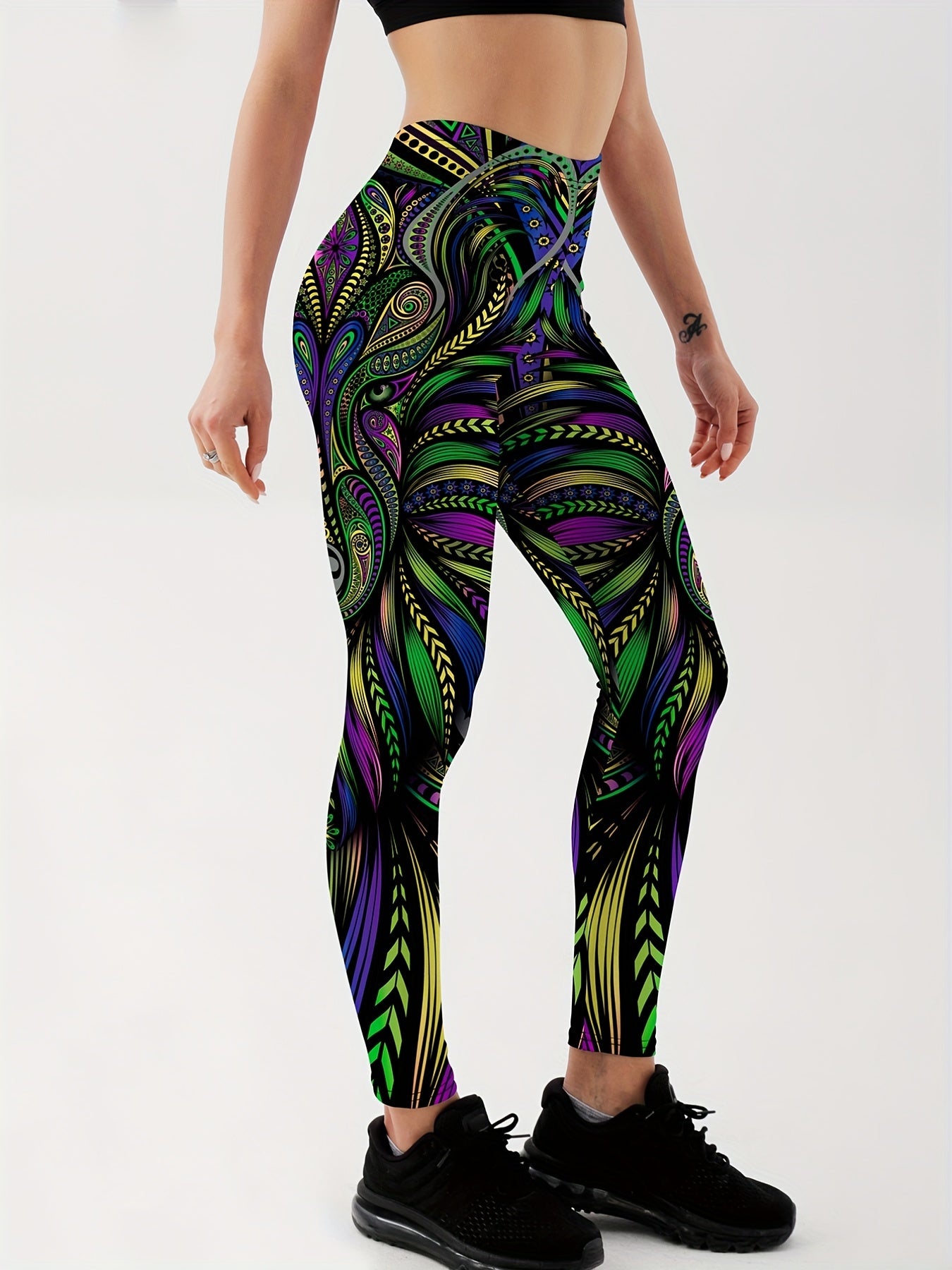 Women's Paisley Graphic Yoga Leggings for Workouts & Running Gym