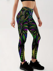 Women's Paisley Graphic Yoga Leggings for Workouts & Running Gym