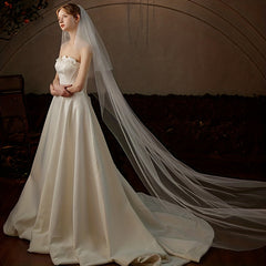 Double Layer Bridal Wedding Head Veil With Comb Long Mesh Veil