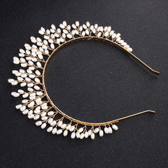 Faux Pearl Crown Hairband Party Decor Princess Tiara Wedding