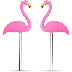 2pcs Bright Pink Flamingo Yard Ornament Garden Statue Party Decor