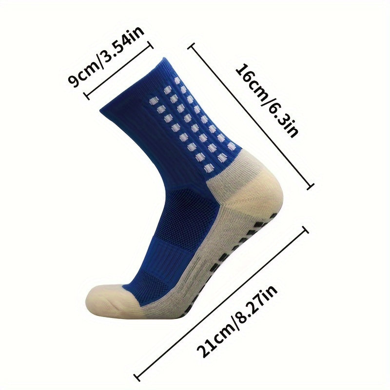 5 Pairs Anti Slip Football Socks Thick Padded Mid Calf Sports Socks