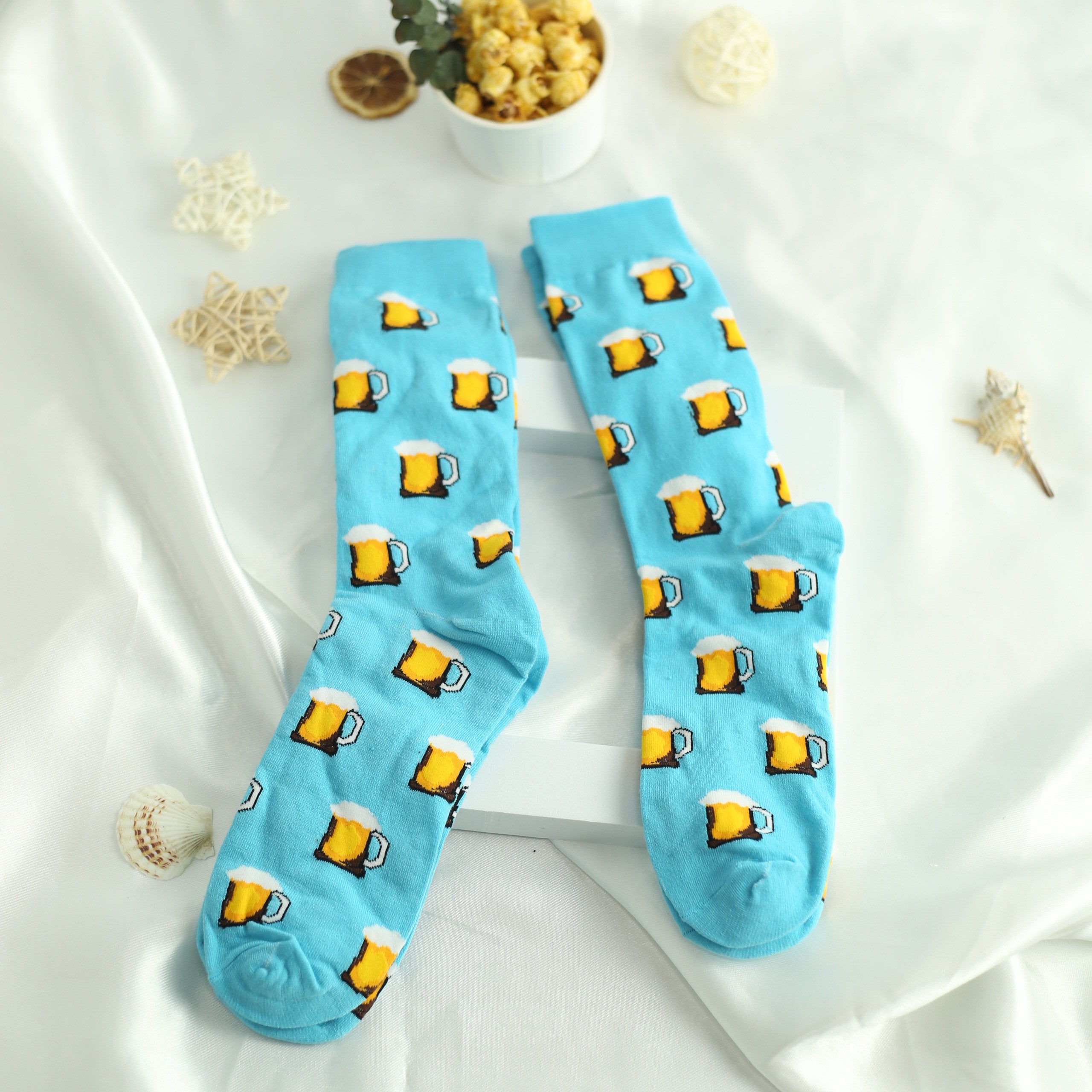 Men's Cartoon Beer Crew Socks 2 Pairs