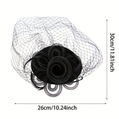 Mesh Flower Fascinator Hat Feathers Veil Decorative Beret For Women