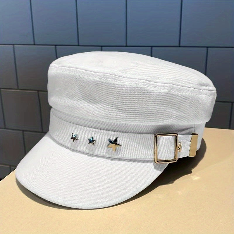 Men's Solid Cotton Newsboy Hat for Autumn/Winter
