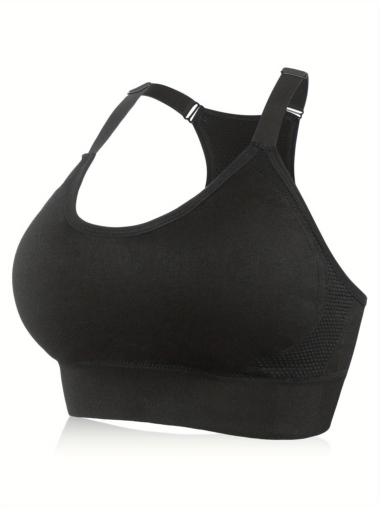2 Pack Plus Size Sports Bra Set Solid Wireless Racer Back Yoga Gym Bralette 2pcs