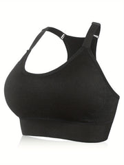 2 Pack Plus Size Sports Bra Set Solid Wireless Racer Back Yoga Gym Bralette 2pcs