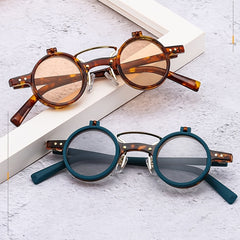 Vintage Punk Round Flip Sunglasses UV400 Shades